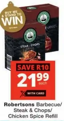 Checkers Robertsons Barbecue/ Steak & Chops/ Chicken Spice Refill offer