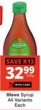 Checkers Illovo Syrup All Variants offer
