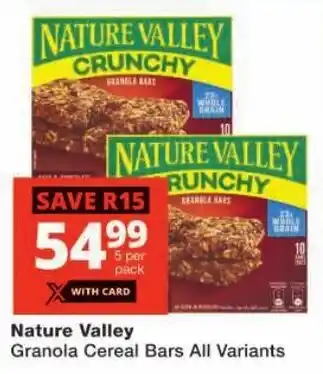 Checkers Nature Valley Granola Cereal Bars All Variants offer