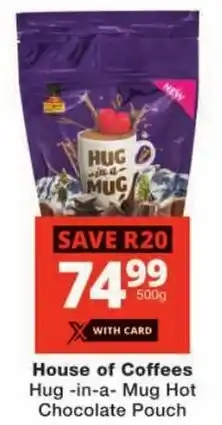 Checkers House of Coffees Hug-in-a-Mug Hot Chocolate Pouch offer