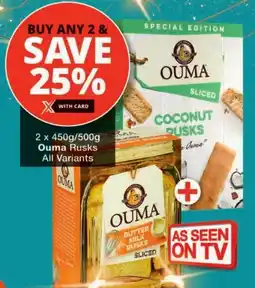Checkers Ouma Rusks All Variants offer
