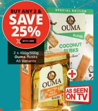 Checkers Ouma Rusks All Variants offer