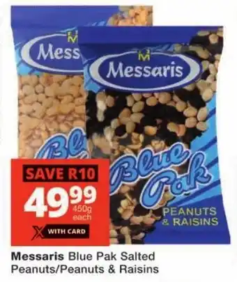 Checkers Messaris Blue Pak Salted Peanuts/ Peanuts & Raisins offer