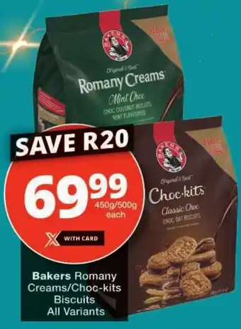 Checkers Bakers Romany Creams/ Choc-kits Biscuits All Variants offer