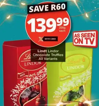 Checkers Lindt Lindor Chocolate Truffles All Variants offer