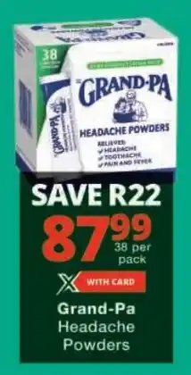 Checkers Grand-Pa Headache Powders offer
