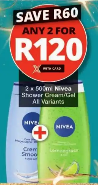 Checkers Nivea Shower Cream/ Gel All Variants offer
