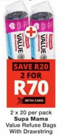 Checkers Supa Mama Value Refuse Bags With Drawstring offer