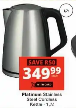 Checkers Platinum Stainless Steel Cordless Kettle offer