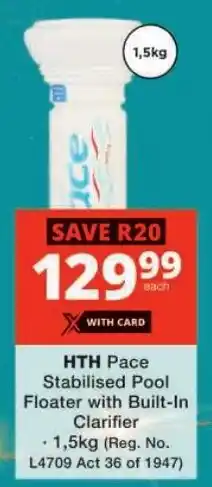 Checkers HTH Pace Stabilised Pool Floater with Built-In Clarifier offer