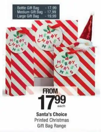 Checkers Santa's Choice Printed Christmas Gift Bag Range offer