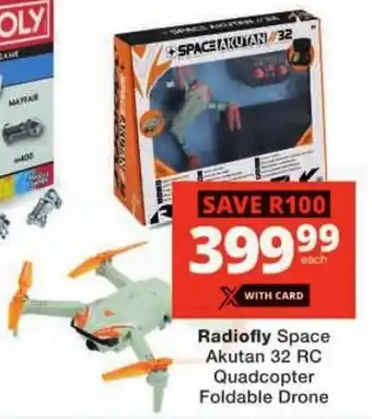 Checkers Radiofly Space Akutan 32 RC Quadcopter Foldable Drone offer