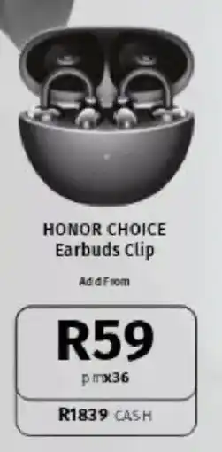 Vodacom HONOR CHOICE Earbuds Clip offer