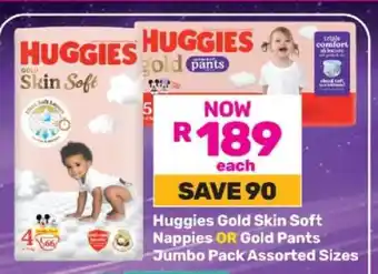 Game Huggies Gold Skin Soft Nappies OR Gold Pants offer