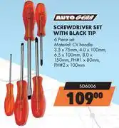 Midas Autogear Screwdriver Set With Black Tip 6 Piece Set SD6006 offer