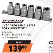 Midas Autogear 1/2 Drive Female Star Torx Socket Set 6 Piece Set SK6PC offer