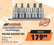 Midas Midas Professional Tool Range 5 Pce Spline Socket Set SSS5M offer