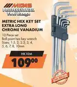 Midas Midas Professional Tool Range 10 Pce Metric Hex Key Set Extra Long Chrome Vanadium HK10M offer