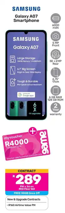 Game SAMSUNG Galaxy A07 Smartphone offer