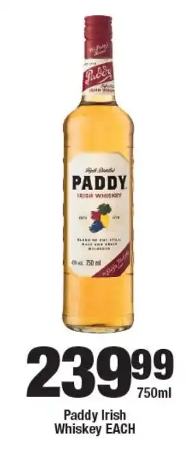 OK Liquor Paddy Irish Whiskey offer