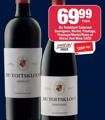 OK Liquor Du Toitskloof Cabernet Sauvignon, Merlot, Pinotage, Pinotage/ Merlot/ Ruby or Shiraz Red Wine offer