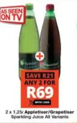 Checkers Appletiser/ Grapetiser Sparkling Juice All Variants offer