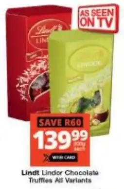 Checkers Lindt Lindor Chocolate Truffles All Variants offer