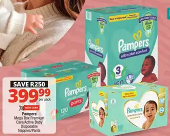 Checkers Pampers Mega Box Premium Care/ Active Baby Disposable Nappies/ Pants offer