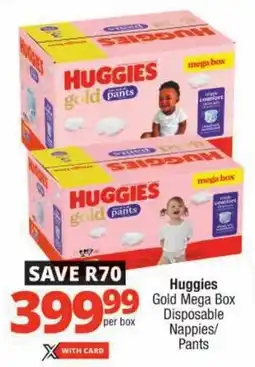 Checkers Huggies Gold Mega Box Disposable Nappies/ Pants offer