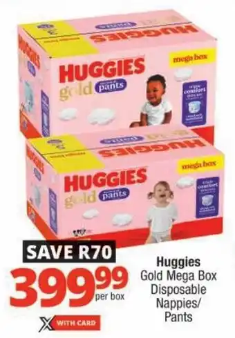 Checkers Huggies Gold Mega Box Disposable Nappies/ Pants offer