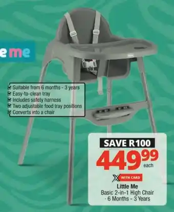 Checkers Little Me Basic 2-in-1 High Chair offer