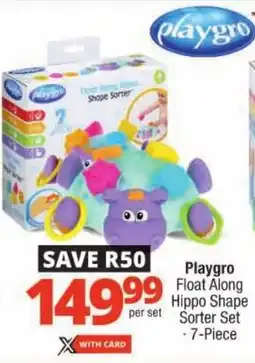 Checkers Playgro Float Along Hippo Shape Sorter Set offer