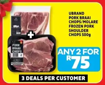 Usave Ubrand pork braai chops/ molare frozen pork shoulder chops offer