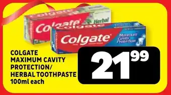 Usave Colgate maximum cavity protection/ herbal toothpaste offer