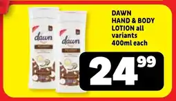 Usave Dawn hand & body lotion offer