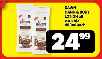 Usave Dawn hand & body lotion offer