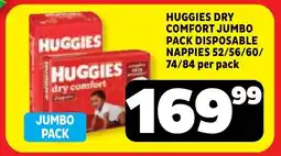 Usave Huggies dry comfort jumbo pack disposable nappies offer