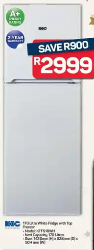 Pick n Pay Hypermarket KIC White Fridge with Top Freezer offer