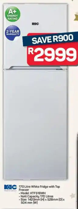 Pick n Pay Hypermarket KIC White Fridge with Top Freezer offer