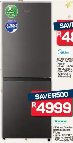 Pick n Pay Hypermarket Hisense Titanium Inox Bottom Freezer Fridge offer