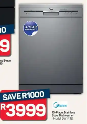 Pick n Pay Hypermarket Midea 13-Place Stainless Steel Dishwasher offer