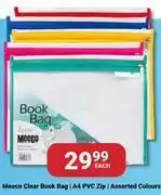 PNA Meeco Clear Book Bag A4 PVC Zip Assorted Colours-Each offer
