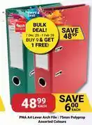 PNA PNA A4 Lever Arch File 75mm Polyprop Assorted Colours-Each offer