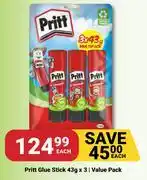 PNA Pritt Glue Stick Value Pack-3 x 43g offer