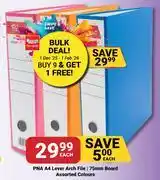 PNA PNA A4 Lever Arch File 75mm Board Assorted Colours-Each offer
