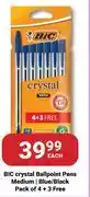 PNA Bic Crystal Ballpoint Pens Medium Blue/Black Pack Of 4 + 3 Free-Each offer