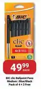PNA Bic Clic Ballpoint Pens Medium Blue/Black Pack Of 4 + 3 Free-Each offer