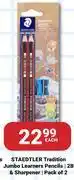 PNA Staedtler Tradition Jumbo Learners Pencils 2B & Sharpener Pack Of 2-Each offer