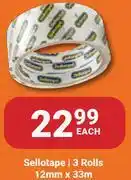 PNA Sellotape 3 Rolls 12mm x 33m-Each offer