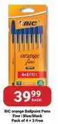 PNA Bic Orange Ballpoint Pens Fine Blue/Black Pack Of 4 + 3 Free-Each offer